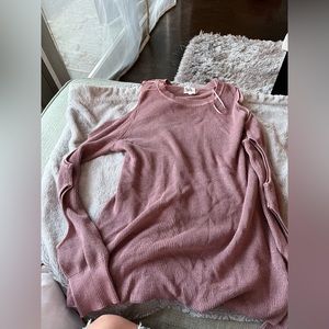 Dusty rose cold shoulder cutout long sleeve sweater large